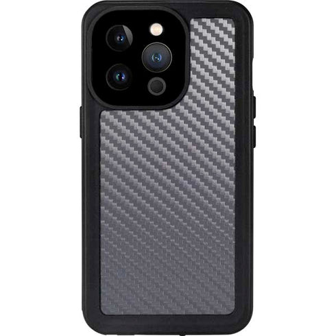 Silver Carbon Fiber Specialty Texture Material iPhone 15 Pro Waterproof Case